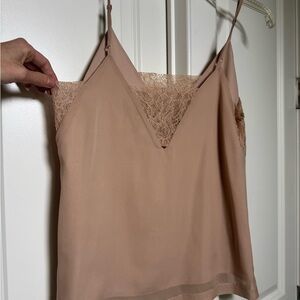 Elegant Lace Trim Tan Cami Top